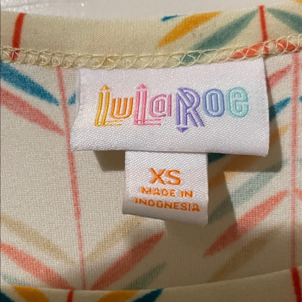 LuLaRoe Cream High Low Dress with Red and Blue Pattern - Picture 2 of 14